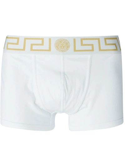 Shop Versace Pack Of Two Greca Waistband Boxers In White