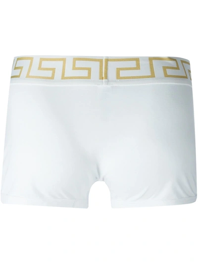 Shop Versace Pack Of Two Greca Waistband Boxers In White