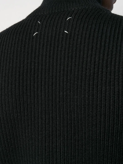 Shop Maison Margiela Zipped Knitted Cardigan In Black