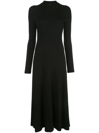 Shop Rosetta Getty Long Sleeve Zip-up Turtleneck Dress In Black