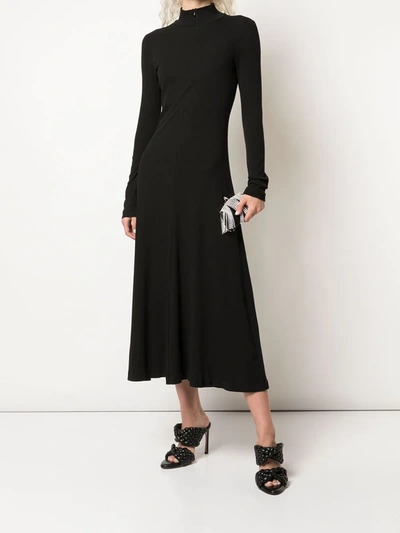 Rosetta Getty Long Sleeve Zip-up Turtleneck Dress In Black