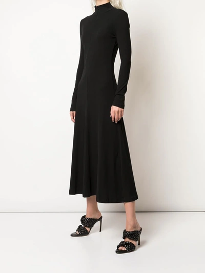 Shop Rosetta Getty Long Sleeve Zip-up Turtleneck Dress In Black