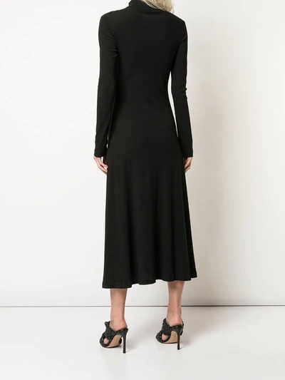 Shop Rosetta Getty Long Sleeve Zip-up Turtleneck Dress In Black