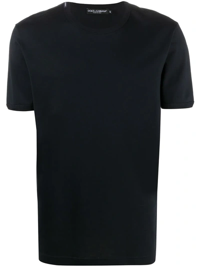 Shop Dolce & Gabbana Logo Label Crew Neck T-shirt In Blue