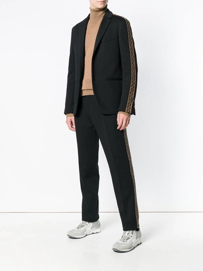 Shop Fendi Embellished Fitted Blazer In Black