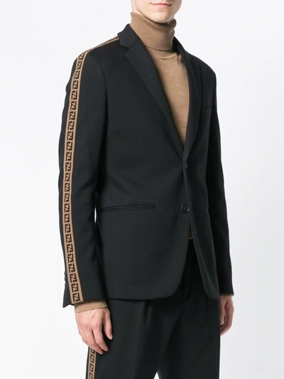 Shop Fendi Embellished Fitted Blazer In Black