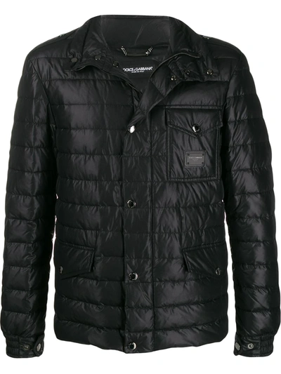 Shop Dolce & Gabbana Quilted Padded Down Jacket In Black