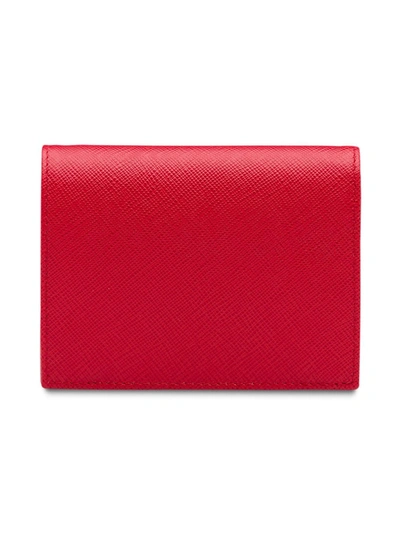 Shop Prada Small Saffiano Leather Wallet In Red