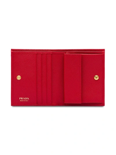 Shop Prada Small Saffiano Leather Wallet In Red
