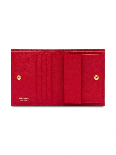 Prada Small Saffiano Leather Wallet In Red