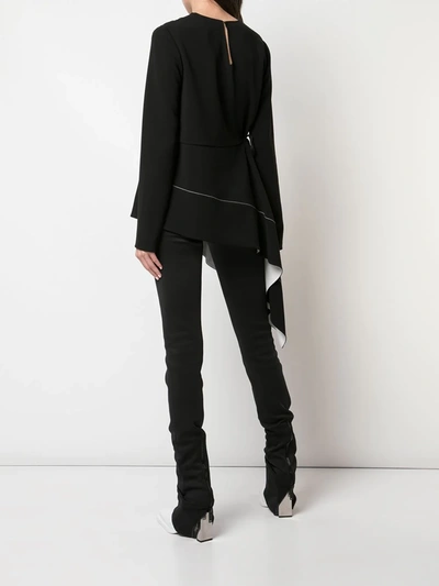 Shop Proenza Schouler Asymmetrical Draped Long Sleeve Top In Black