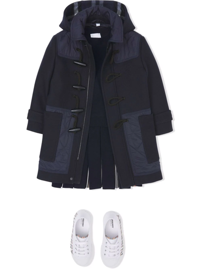 Shop Burberry Diamond Quilted-panel Duffle Coat In Blue