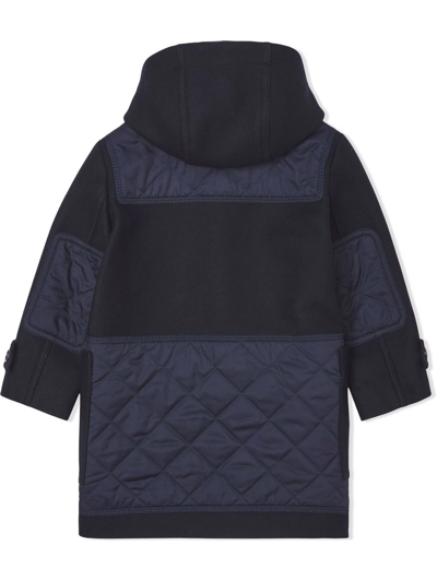 Shop Burberry Diamond Quilted-panel Duffle Coat In Blue