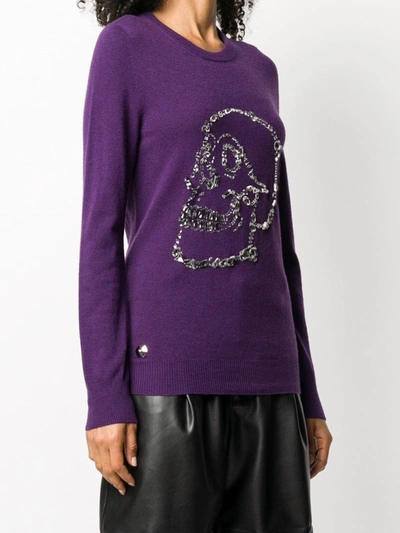 Philipp Plein Look At Me Skull Embellished Jumper In Purple
