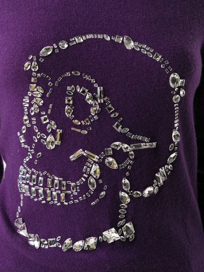 Shop Philipp Plein Look At Me Skull Embellished Jumper In Purple