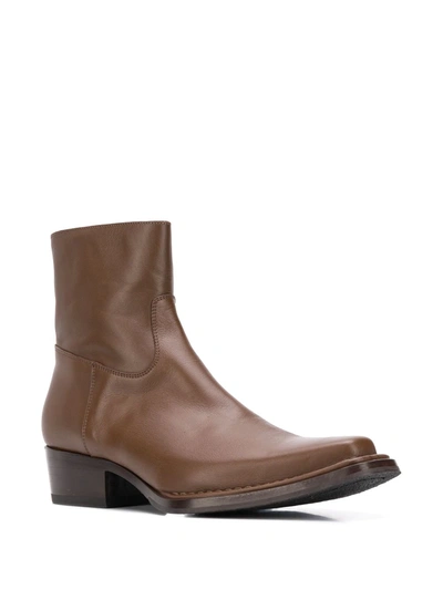Shop Acne Studios Square-toe Ankle Boots In Brown