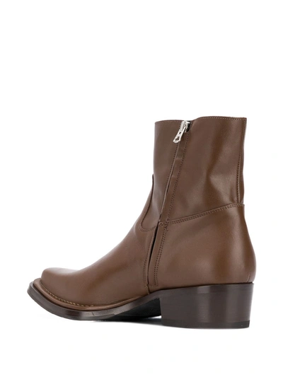 Shop Acne Studios Square-toe Ankle Boots In Brown