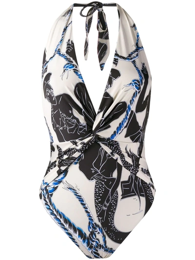 Pre-owned Emilio Pucci 2000's Printed Swimsuit In Black