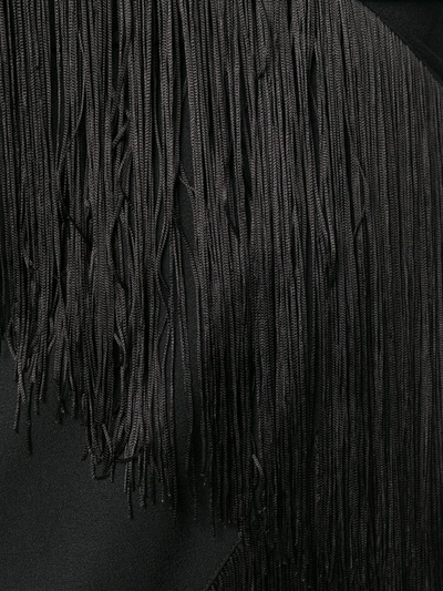 Givenchy Asymmetric Fringed Wool-crepe Wrap-effect Midi Dress In Black