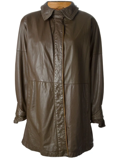 Pre-owned Gianfranco Ferre Vintage Buttoned Coat In Brown