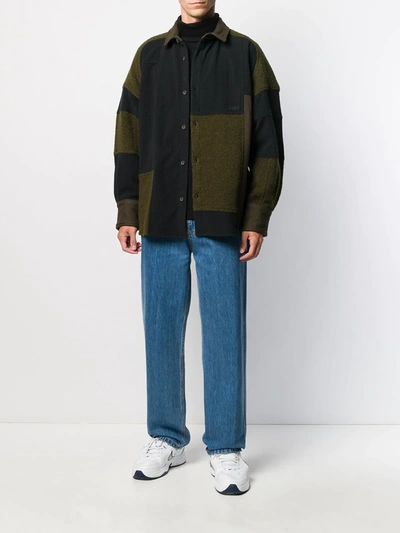 Ambush Patchwork Fleece Jacket In Green ,blue