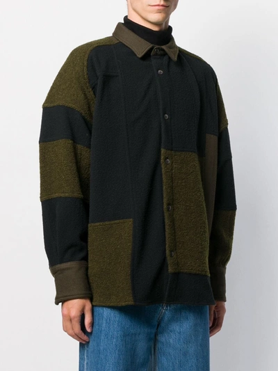 Ambush Patchwork Fleece Jacket In Green ,blue