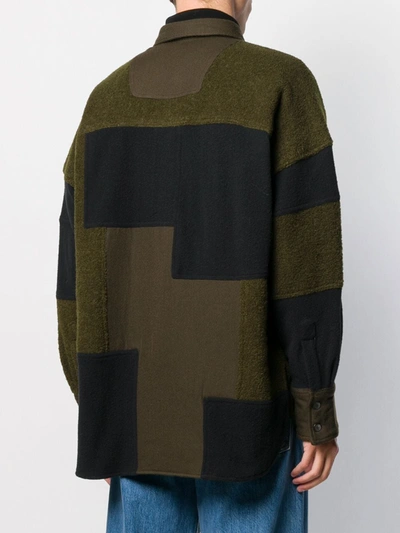 Ambush Patchwork Fleece Jacket In Green ,blue