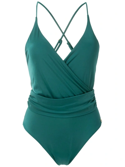 Shop Brigitte Tati Wrap One-piece In Green