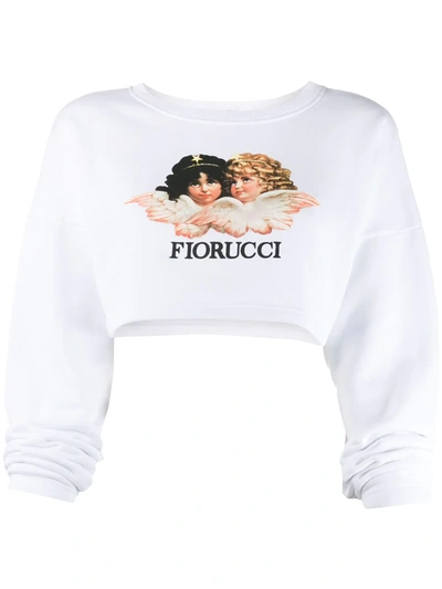 Shop Fiorucci Vintage Angels Cropped Sweatshirt In White