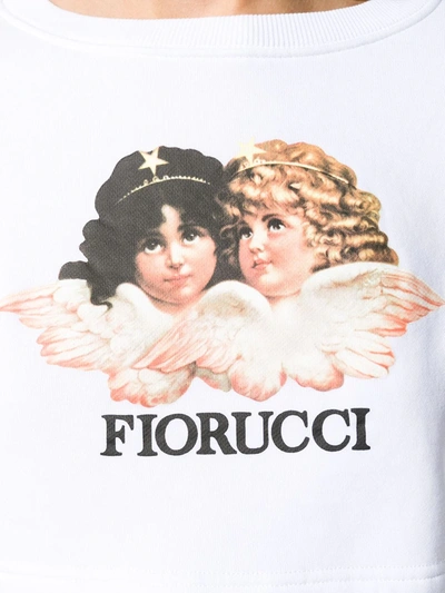 Shop Fiorucci Vintage Angels Cropped Sweatshirt In White