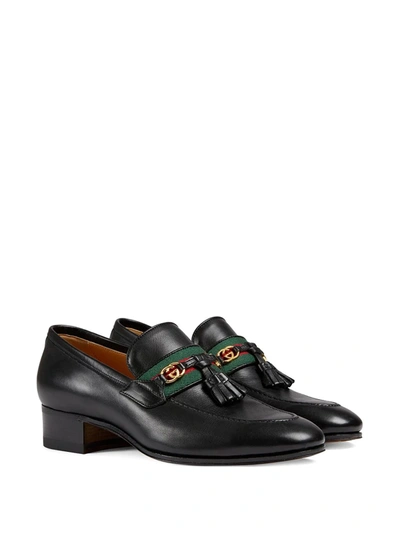 Gucci Leather Loafer With Gg Web' In Black, ModeSens