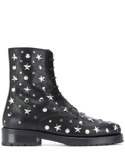 Shop Red Valentino Star Studded Ankle Boots In Black