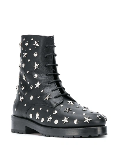 Shop Red Valentino Star Studded Ankle Boots In Black