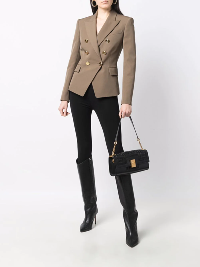 Shop Balmain Double-breasted Fitted Blazer In Neutrals