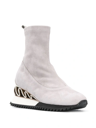 Le Silla Grey Suede Hi Top Sneakers In Grey