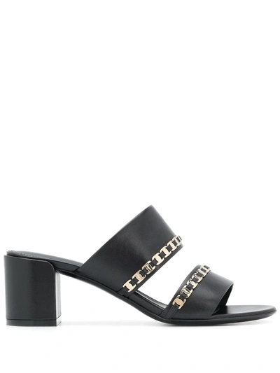 Ferragamo Vara Chain Sandals In Black