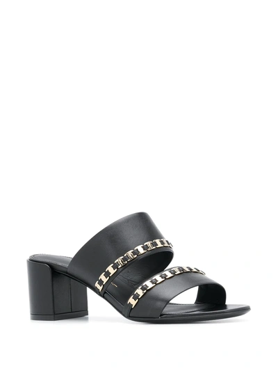 Ferragamo Vara Chain Sandals In Black