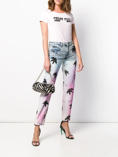 Shop Philipp Plein Printed Boyfriend Jeans In Blue