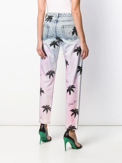 Shop Philipp Plein Printed Boyfriend Jeans In Blue