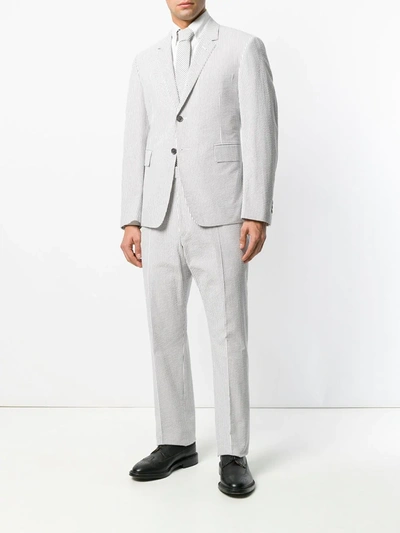 Shop Thom Browne Seersucker Suit With Tie In Grey