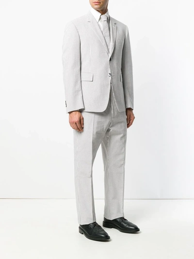 Shop Thom Browne Seersucker Suit With Tie In Grey