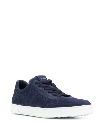 Shop Tod's Flat Lace-up Sneakers In Blue