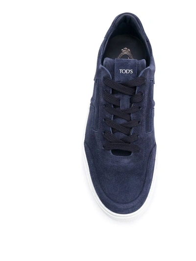 Shop Tod's Flat Lace-up Sneakers In Blue