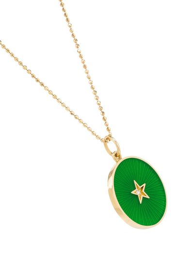 Shop Andrea Fohrman 18kt Yellow Gold Diamond Star Pendant In Green: