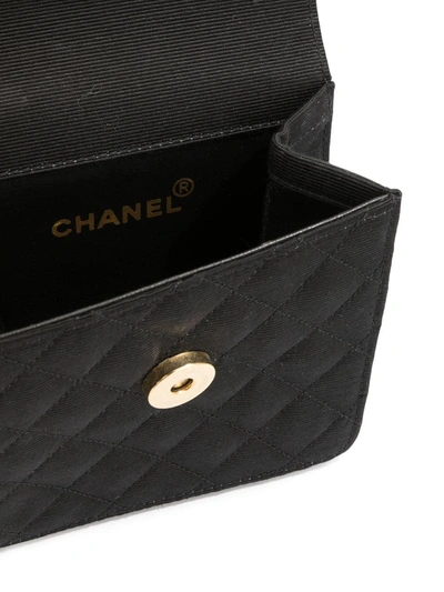 Pre-owned Chanel 1990 Textured Diamond Quilted Belt Bag In Black