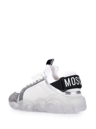 Shop Moschino Teddy Suede-panel Sneakers In White