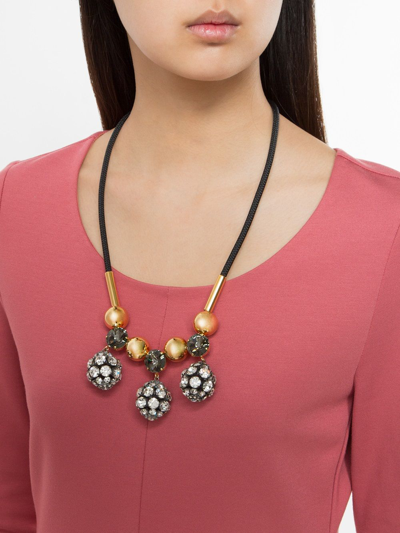 Shop Marni Strass Pendant Necklace In Black