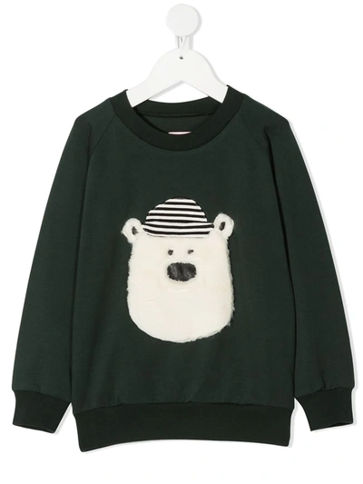 Shop Wauw Capow By Bangbang Hello Teddy Appliqué Sweatshirt In Green