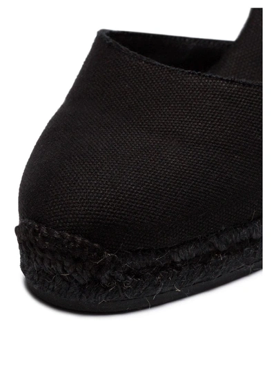 Shop Castaã±er Black Carina 80 Ankle Tie Wedge Sandals