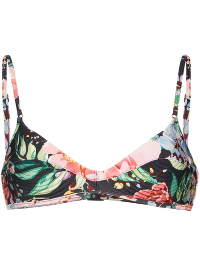 Shop Zimmermann Bellitude Floral-print Bikini Top In Black